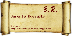 Berente Ruszalka névjegykártya